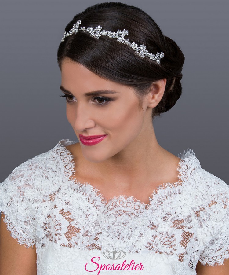 fascia capelli sposa acconciatura raccolti 2019 color argentoSposatelier